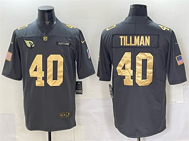 Men's Arizona Cardinals #40 Pat Tillman Grey Gold Salute To Service Limited Stitched Jersey Men's Arizona Cardinals #40 Pat Tillman Grey Gold Salute To Service Limited Stitched Jersey